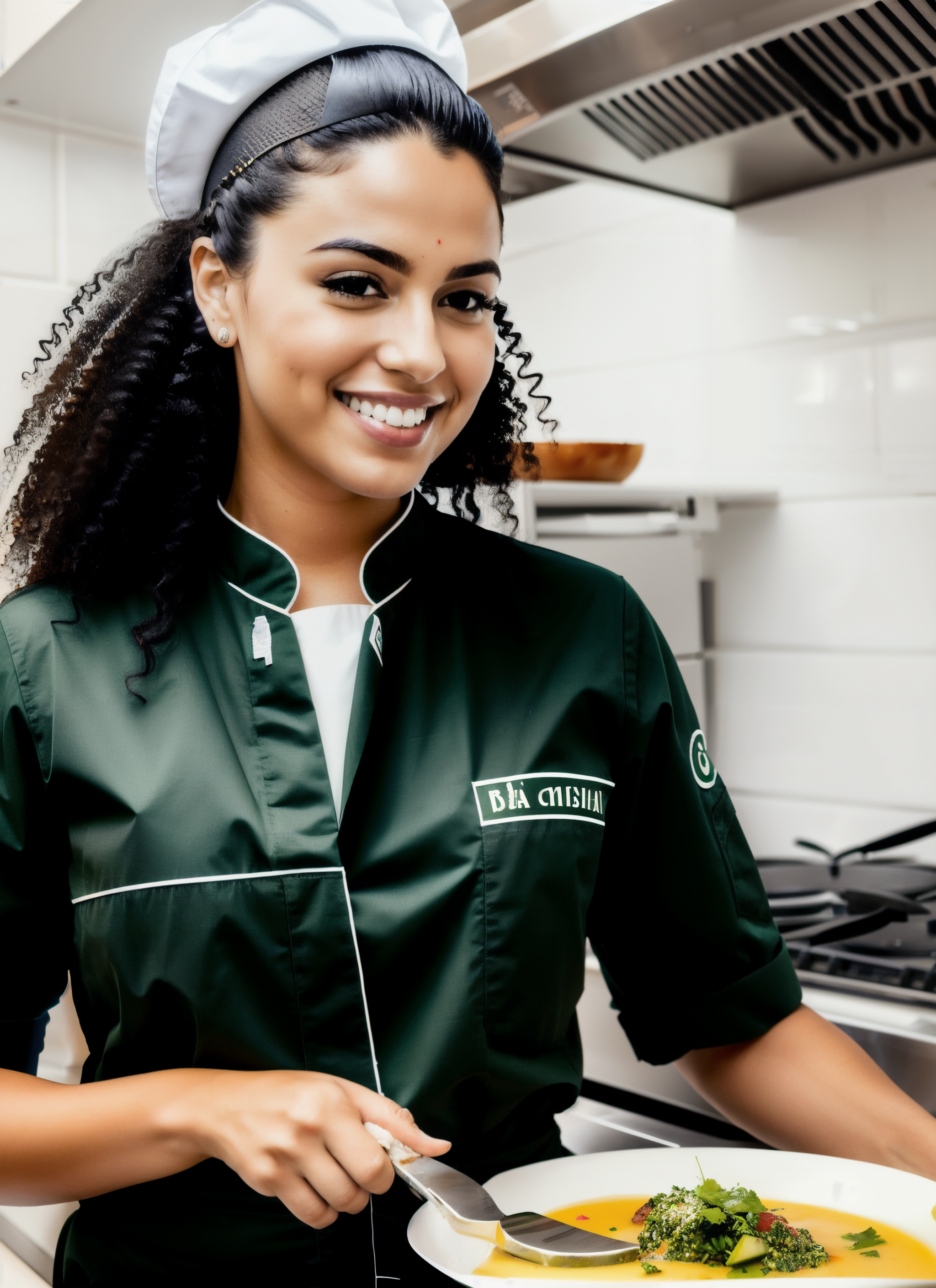 00412-1097397052-Brazilian Chef (Late 20th to Early 21st Century)_ A (pretty young woman_1.1) with lively, curly dark hair, bright green eyes, ol.png